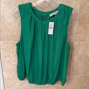 LOFT Green Relaxed Sleeveless Blouse